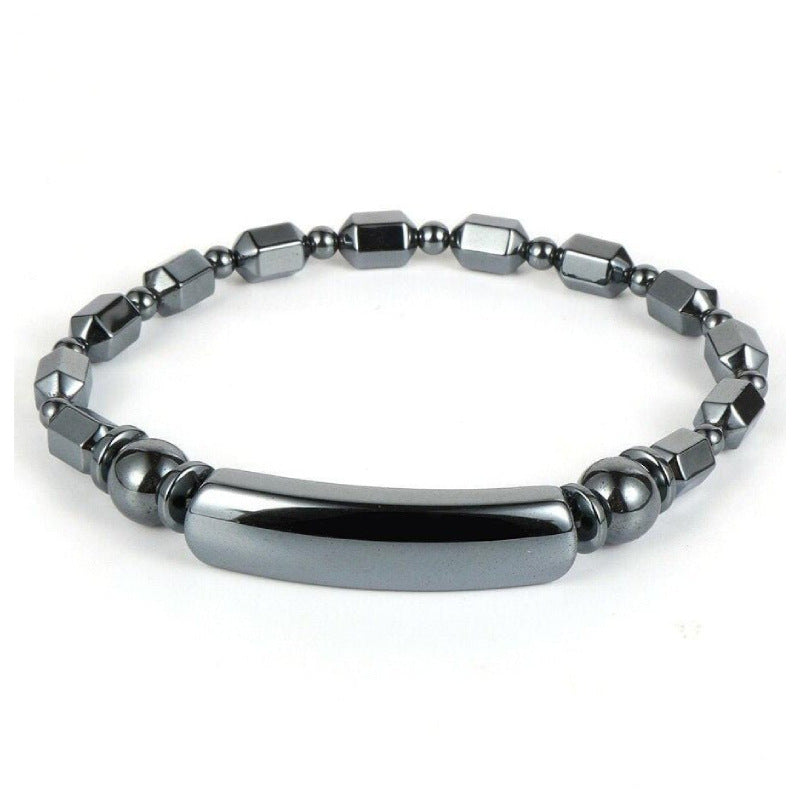 Hematite Round Bead Spacer Bracelet Men's Gift Elastic Cord Single Loop Bracelet Hematite Bridge Bracelet