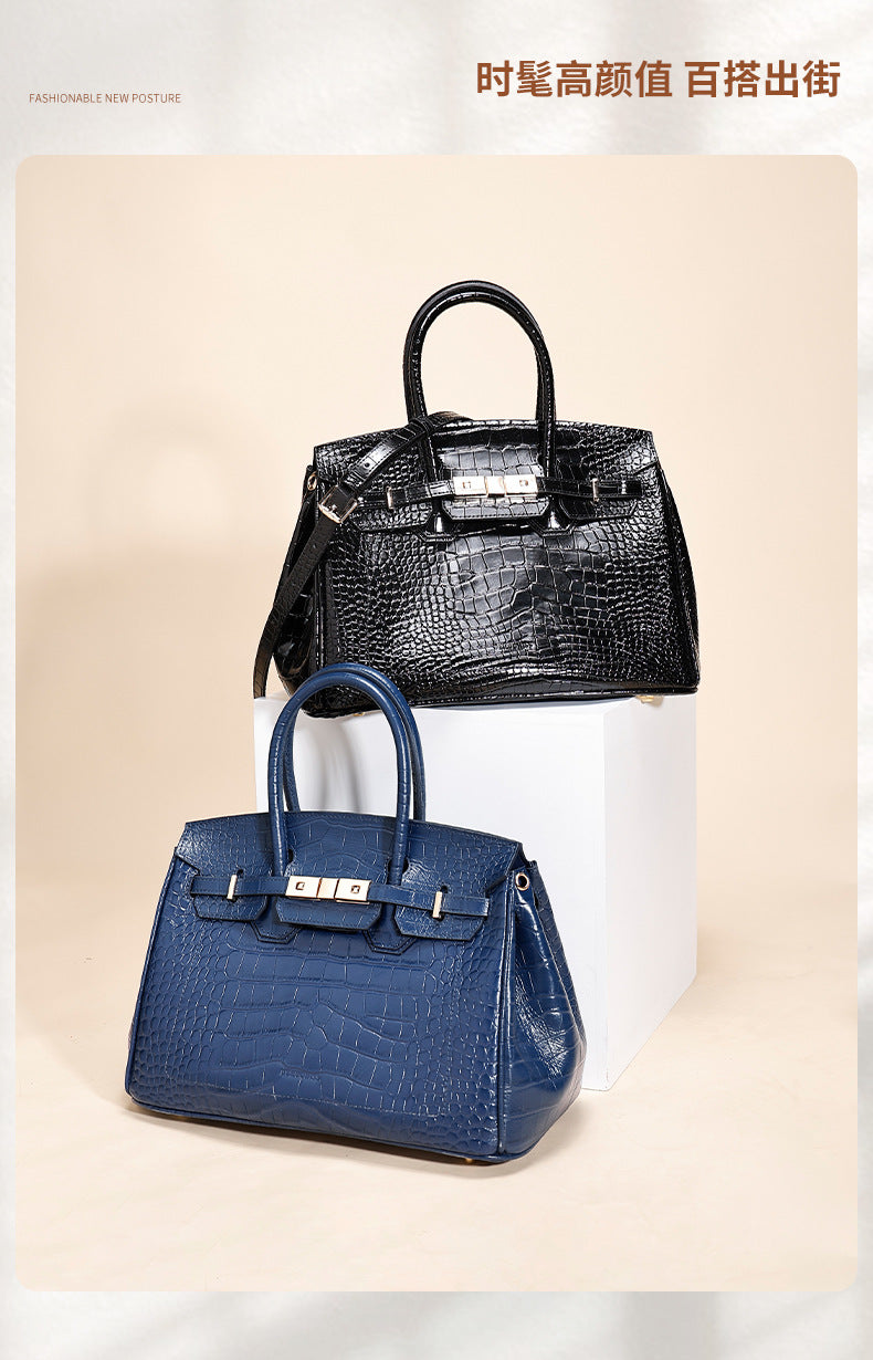 European and American New Style Platinum Bag Women Genuine Leather Handbag Fashion Women's Bag Crossbody Bag Niche Versatile Shoulder Bag Large Capacity