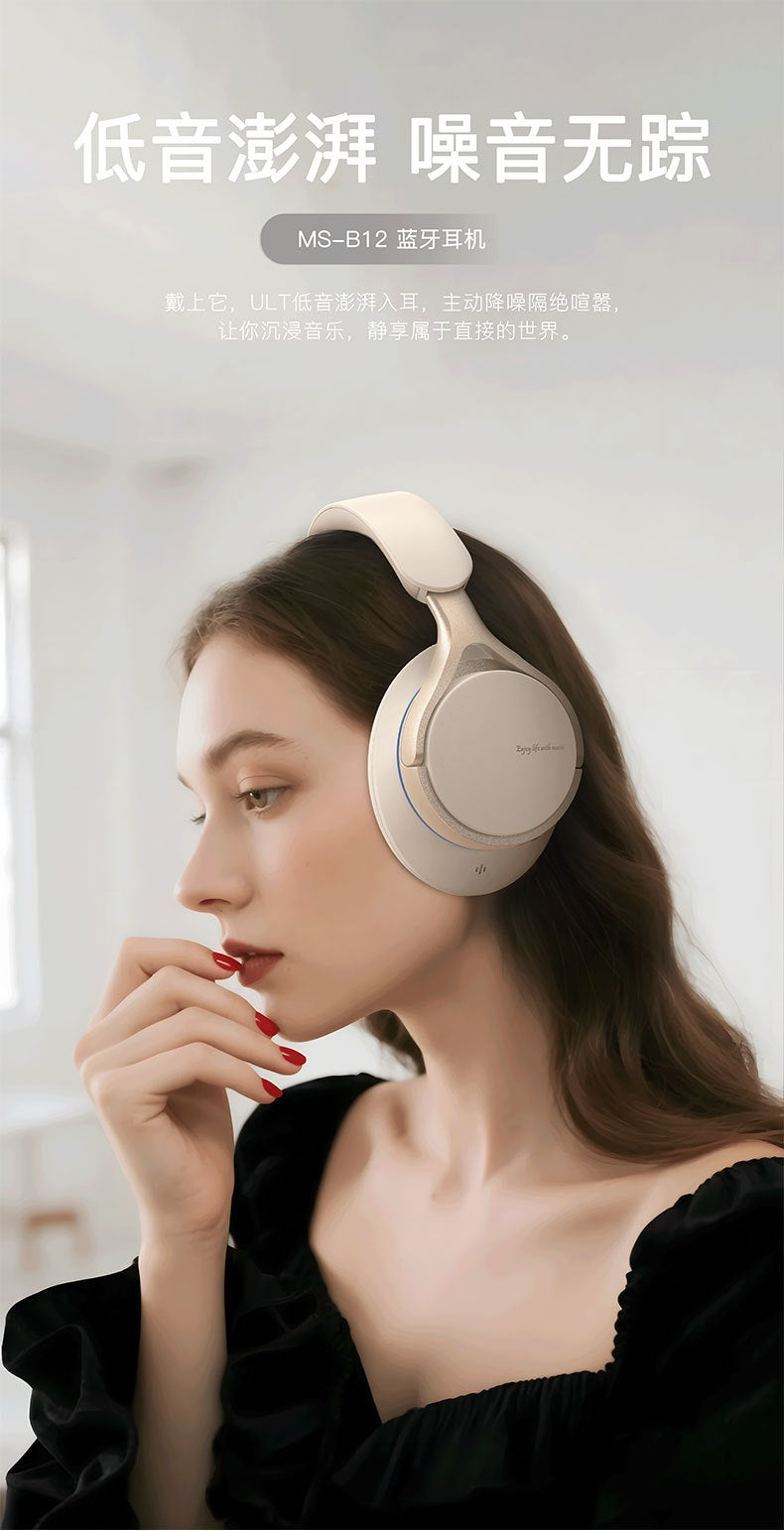 Private Model2025New heavy bass long battery life over-ear headphones ANC Noise-canceling Wireless Bluetooth Earbuds Patent B12