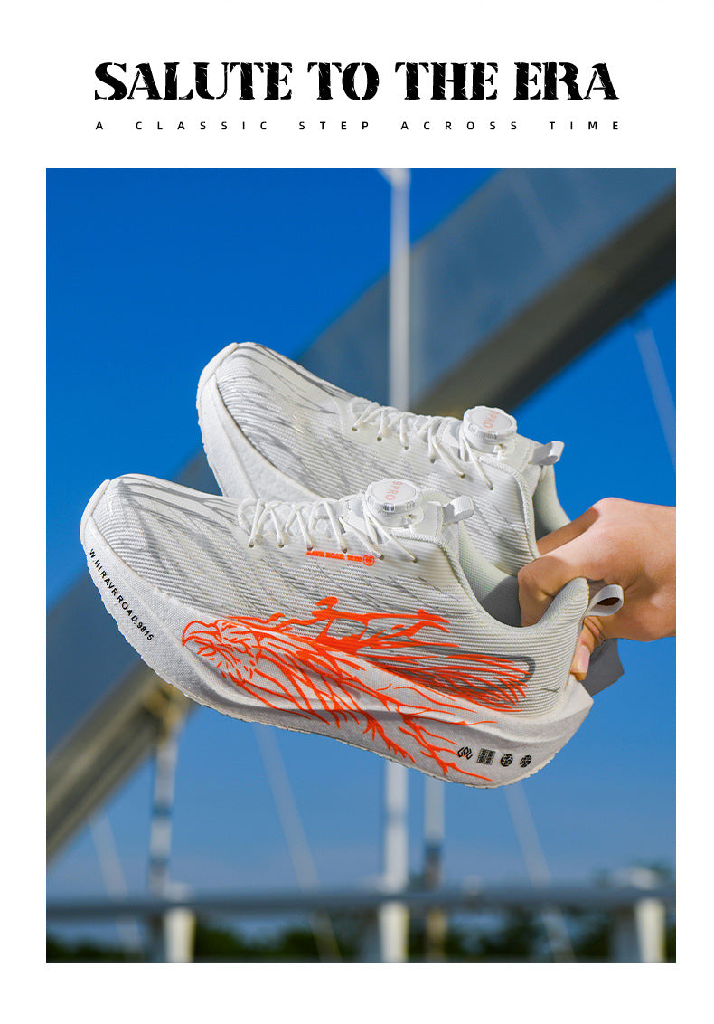 Casual Luminous Double Mesh Thickened Rotating Buckle Sports Shoes Parent-Child Real Carbon Plate Soft Sole Rebound Lightweight Comfortable Running Shoes