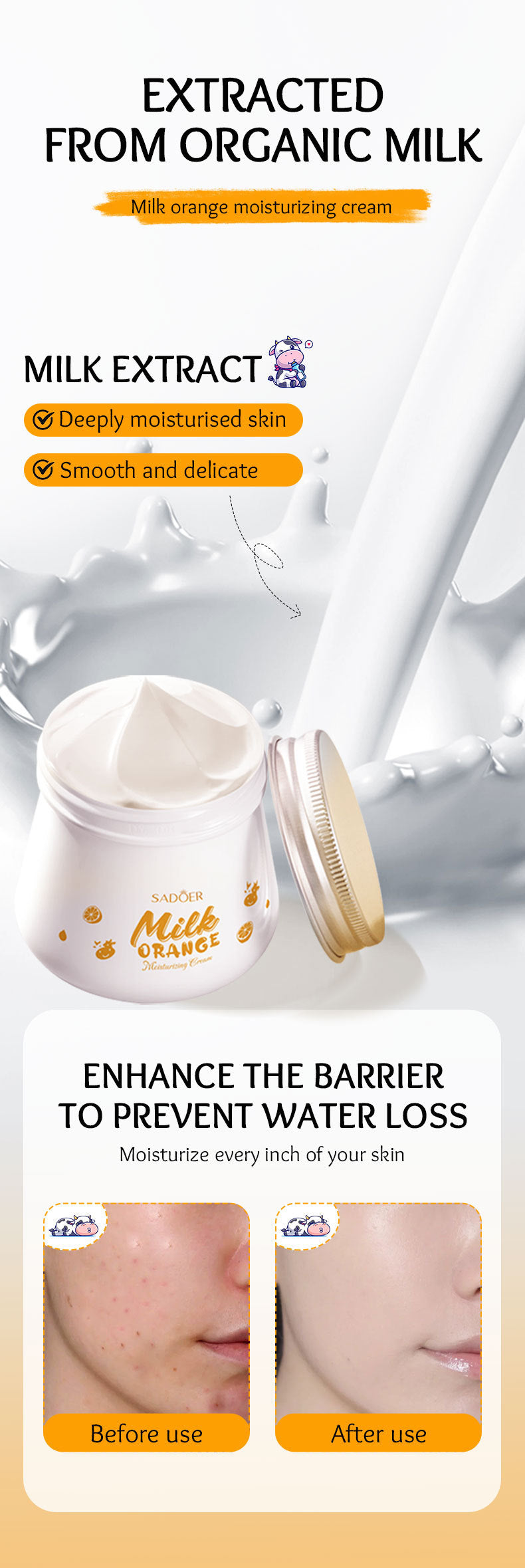 Milk Fruit Cream SADOER Smooth and delicate hydrating skin moisturizing cream cross-border foreign trade wholesale