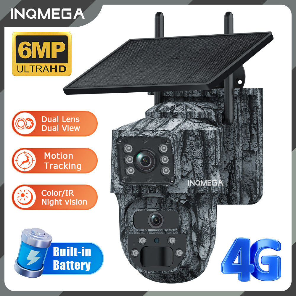 Private Model4G Solar camera dual lens dual view6MP HD Outdoor Camouflage Surveillance Camera