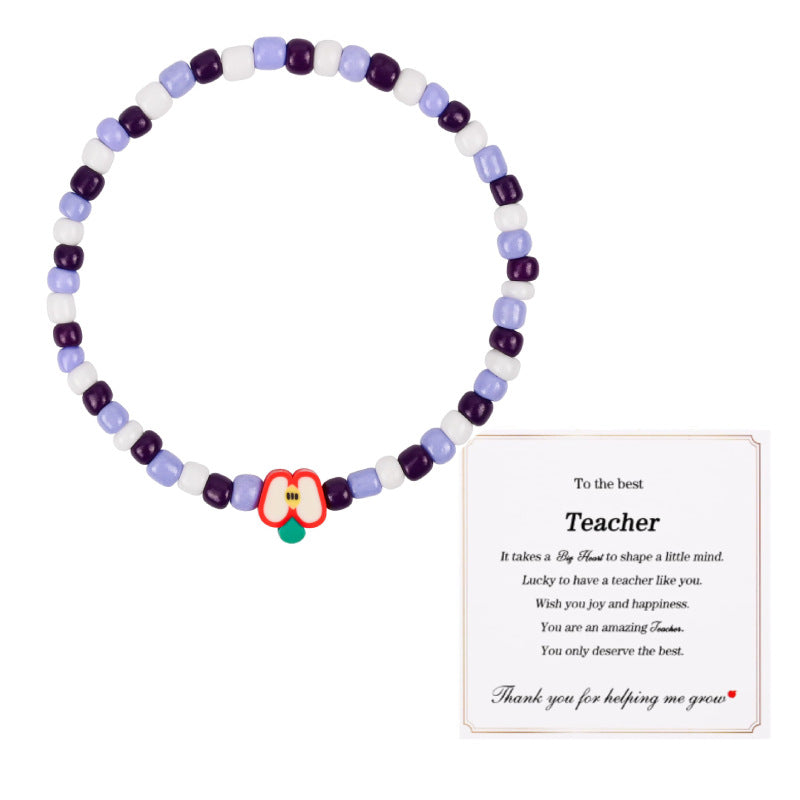 Teacher's Day Heartwarming Bracelet Niche High-end Gift teacher Card Bead Apple Thank You Teacher Bracelet
