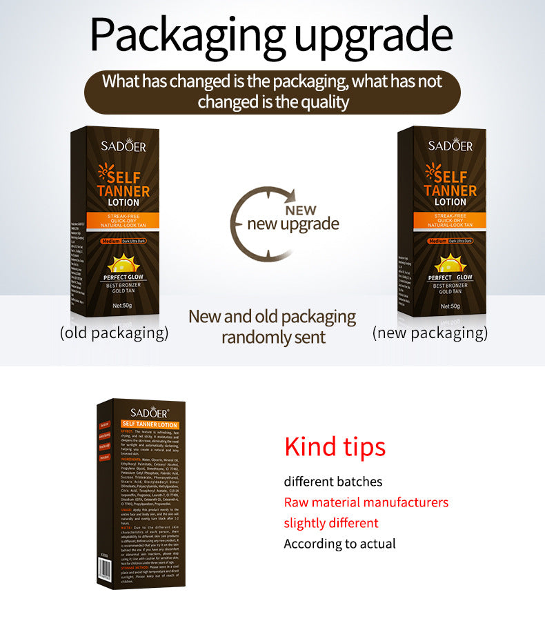 Tanning Cream50g SADOER Natural Darkening Bronze Wheat Color Tanning Cream Cross-Border Wholesale
