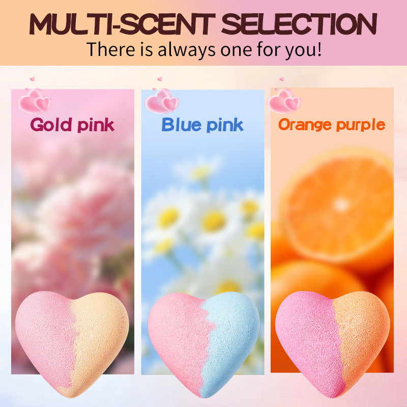 Cross-border Heart-shaped Bath Bomb120g  Deep Cleansing Body Bath Bath Salts Export Manufacturer Wholesale