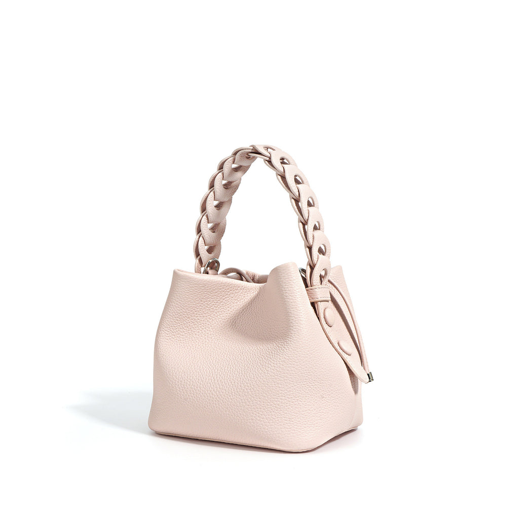 European Style New Top Layer Cowhide Bucket Bag High-Quality Genuine Leather Fashion Women's Handbag Tote Shoulder Crossbody Bag Woven