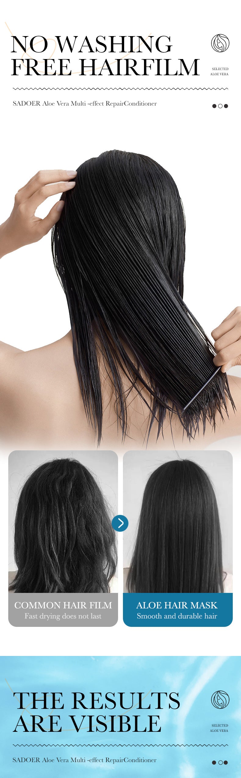 Aloe Vera Shampoo500ml SADOER Hydrating, cleansing, refreshing conditioner  foreign trade wholesale