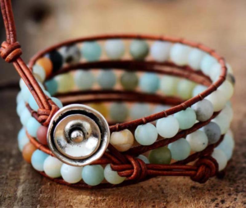 Tiger Eye Elastic Bracelet Adjustable Colorful Beaded Handmade Wrapped Bracelet Volcanic Double Row Woven Bracelet