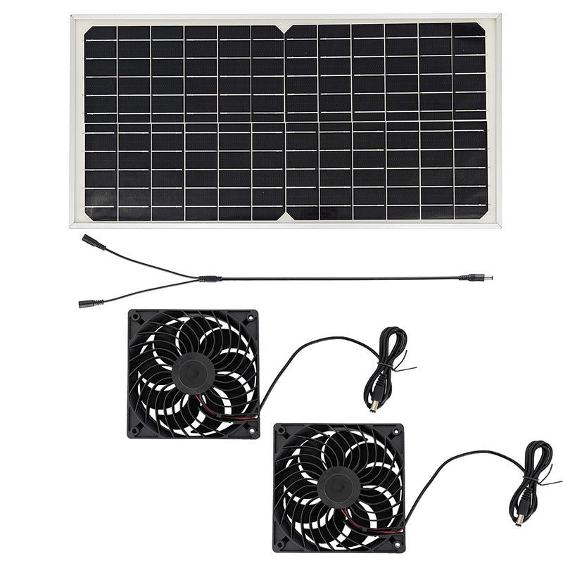 Factory Direct Solar Panel with Dual Fan Pet House Silent Solar Photovoltaic Panel Exhaust Fan Ventilation Cooling