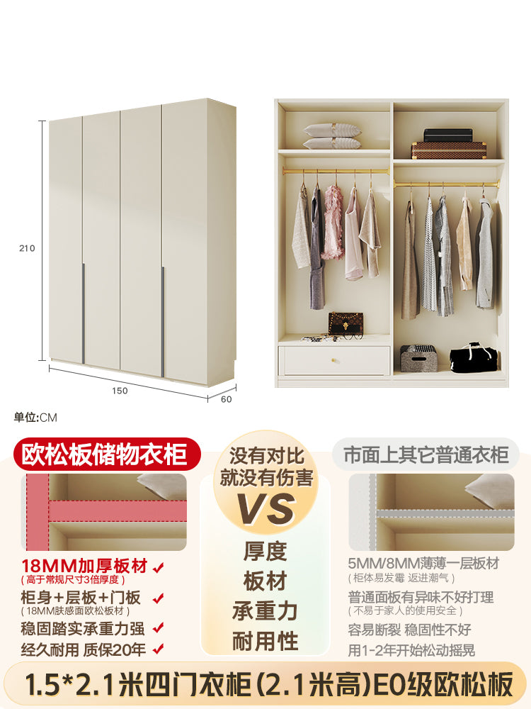 Custom Solid Wood Door-to-Ceiling Wardrobe2024Bestselling Home Bedroom E0Grade European Pine Board Storage Cabinet Furniture