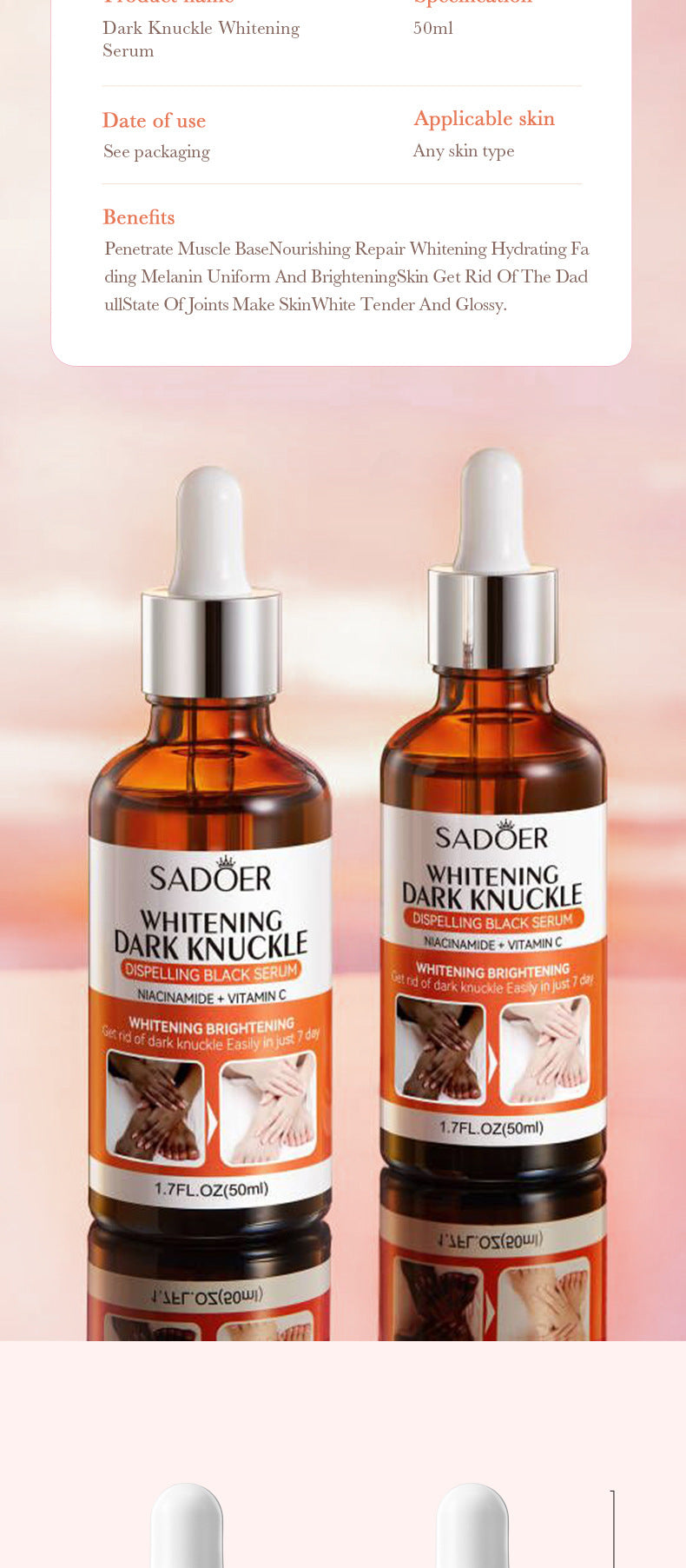 Full English Joint Whitening and Dark Spot Removal Serum50ml SADOER Enhance Beauty Whitening Body  Wholesale