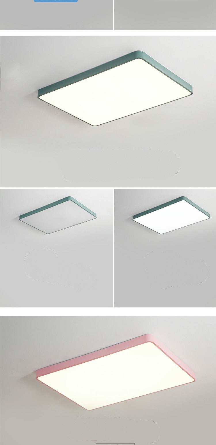 Home Living Room Lamp Rectangular Creative Macaron Ceiling Lamp Room Lamp Modern Simple Iron Art led Bedroom light