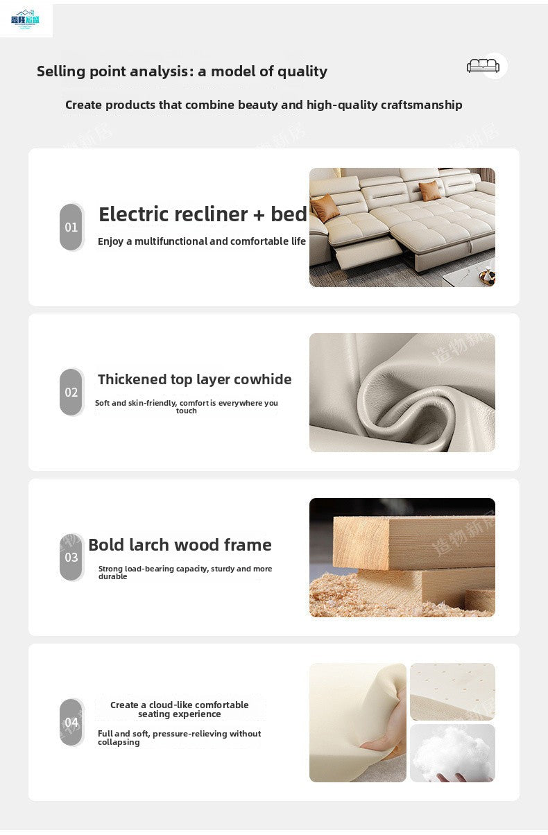Factory Direct Sale Top Layer Cowhide Multifunctional Wall-Mounted Electric Functional Sofa Space Capsule Simple Modern Living Room Sofa
