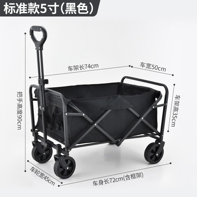 Outdoor Camping Hand-Pulled Stall Cart Reinforced Rear-Opening Picnic Can Be Used at Home with Liftable Table Board Camp Cart Off-Road Wheels