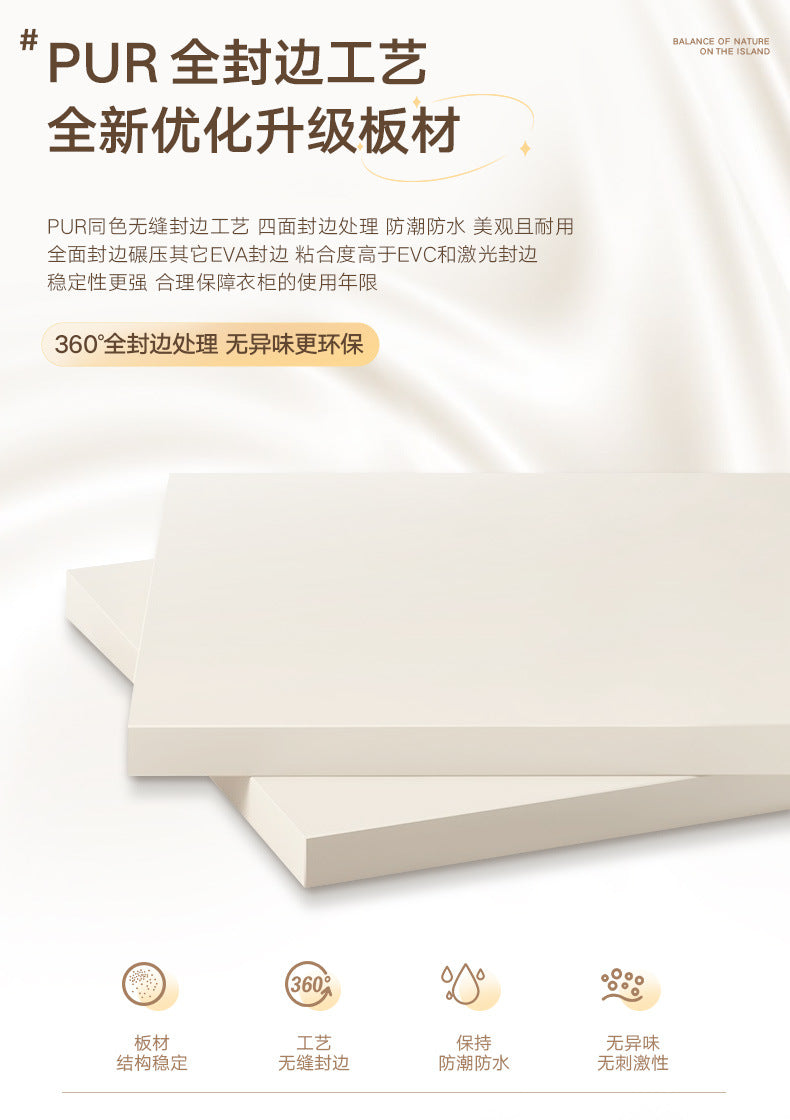 E0European Pine Board Warm White Sliding Door Wardrobe Desk Integrated Set Cream Style Bedroom Home Solid Wood Large Wardrobe