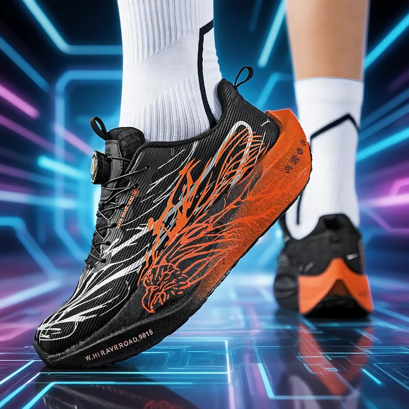 Casual Luminous Double Mesh Thickened Rotating Buckle Sports Shoes Parent-Child Real Carbon Plate Soft Sole Rebound Lightweight Comfortable Running Shoes