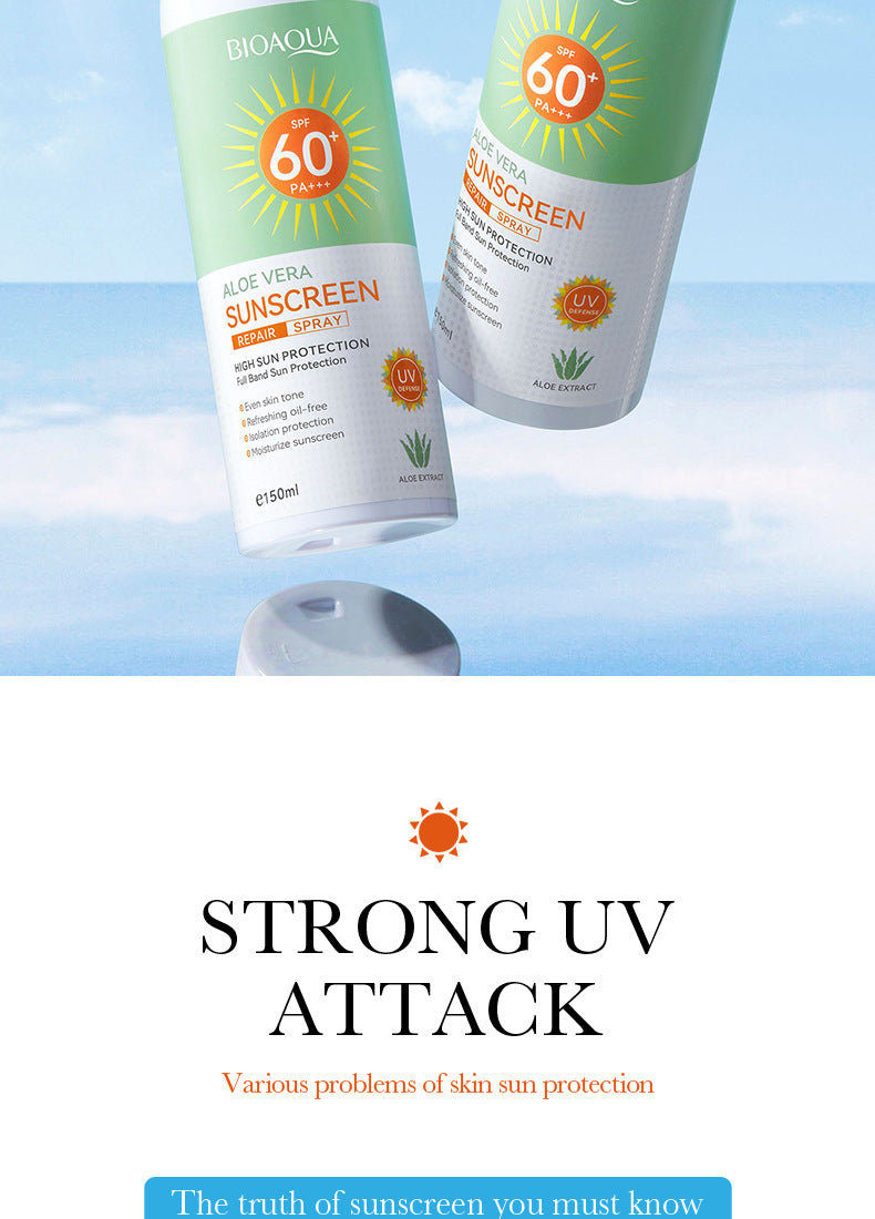 foreign trade BIOAOUA Aloe Vera Sunscreen Sunscreen Isolation Refreshing Three-in-One Sunscreen Spray Wholesale