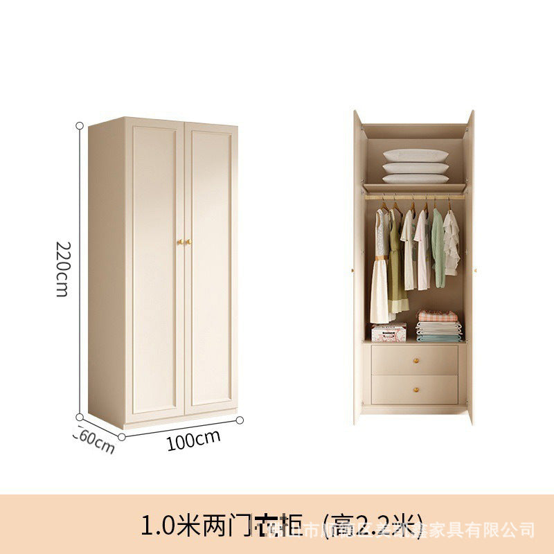 French Cream Style Wardrobe Small Apartment Home Cabinet Modern Simple Bedroom Full-Height Storage Cabinet Light Luxury Large Wardrobe