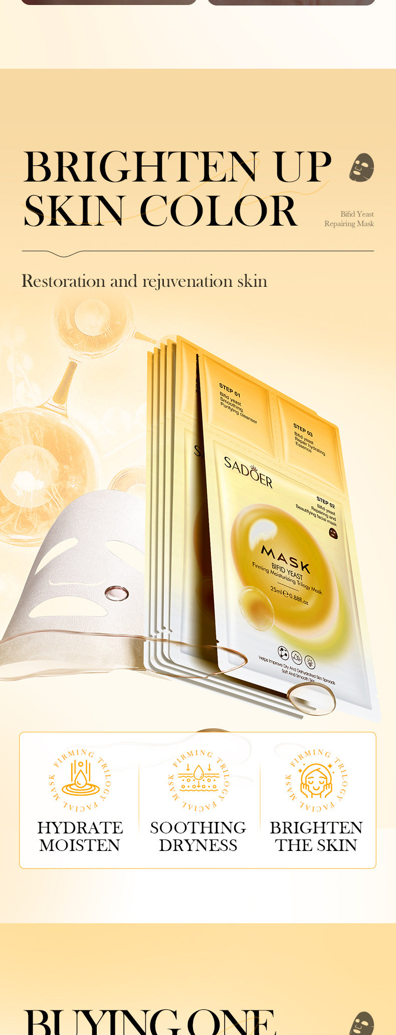 Trilogy Mask SADOER Hyaluronic Acid Firming Acne Removal Hydrating Beauty Mask Cross-Border Wholesale