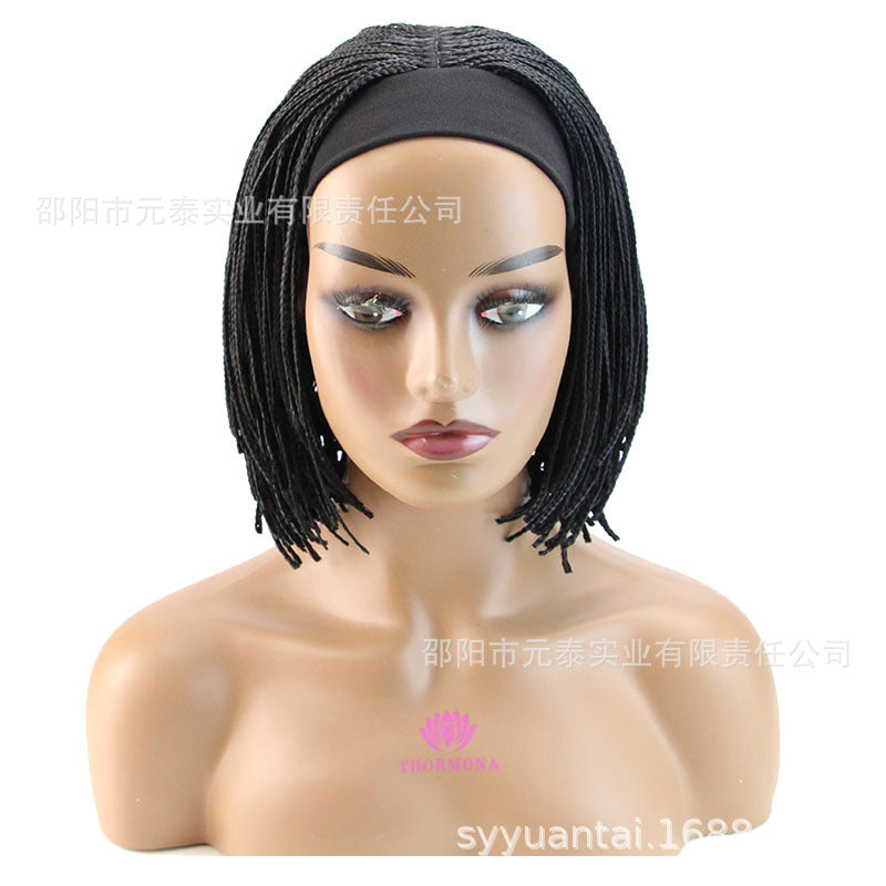 Factory In-Stock African Drawstring Braided Bob Wig Ice Silk Headband Bob headband Braid Wigs