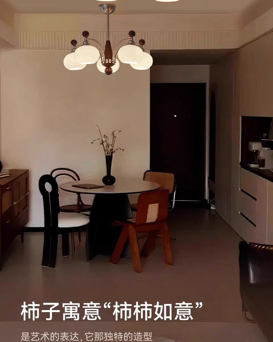 Vintage Retro Solid Wood Living Room Designer Persimmon Pendant Light Vintage French Cream Style Bedroom Living Room Dining Room Light