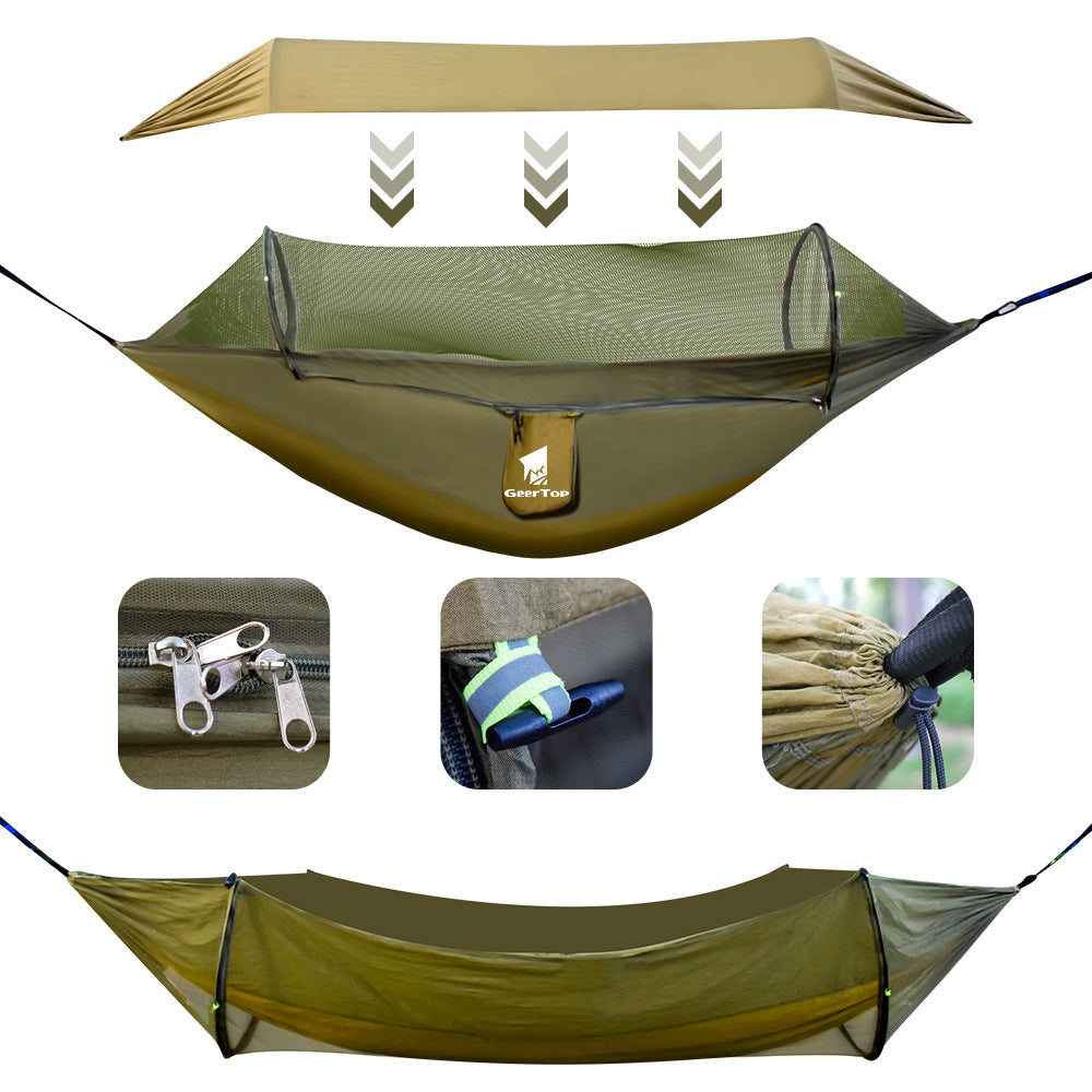 Outdoor Hammock Travel Gear Anti-Rollover Nylon Swing Mosquito Net Hammock Camping Sunshade