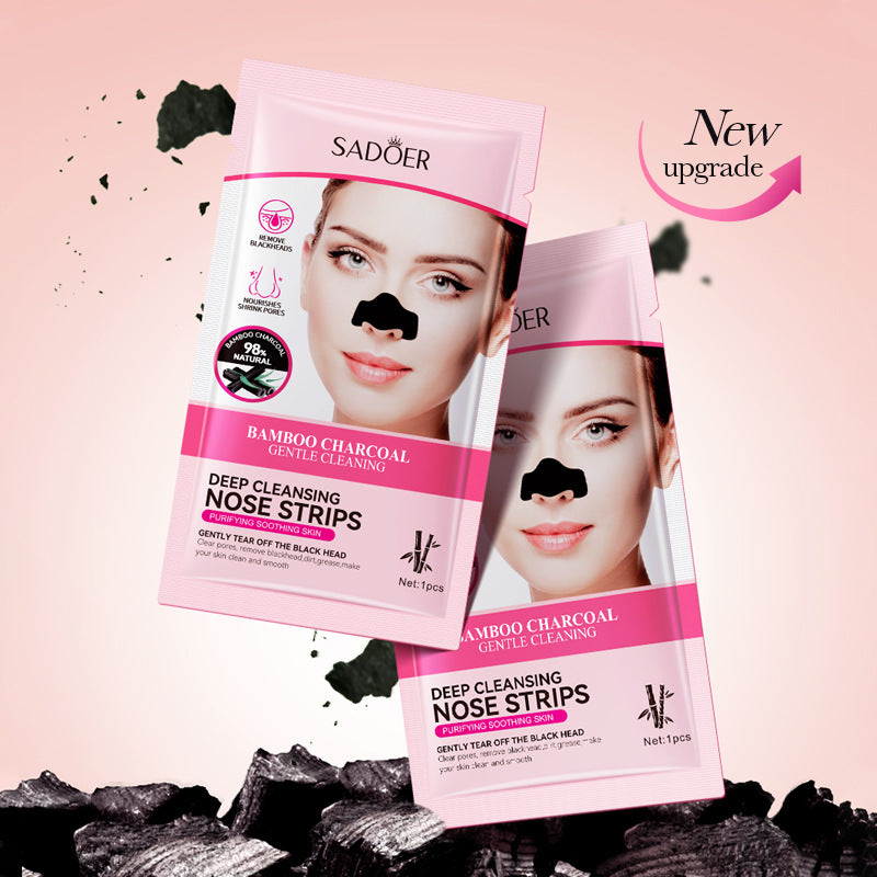 Full English Bamboo Charcoal Women's Nose Strips SADOER Deep Cleansing Blackhead Removal Nose Strips  Wholesale