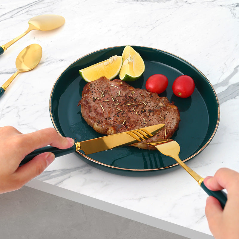 Stainless Steel Ceramic Tableware24Set of Western Cutlery Knife Fork Spoon Gift Box Nordic Style