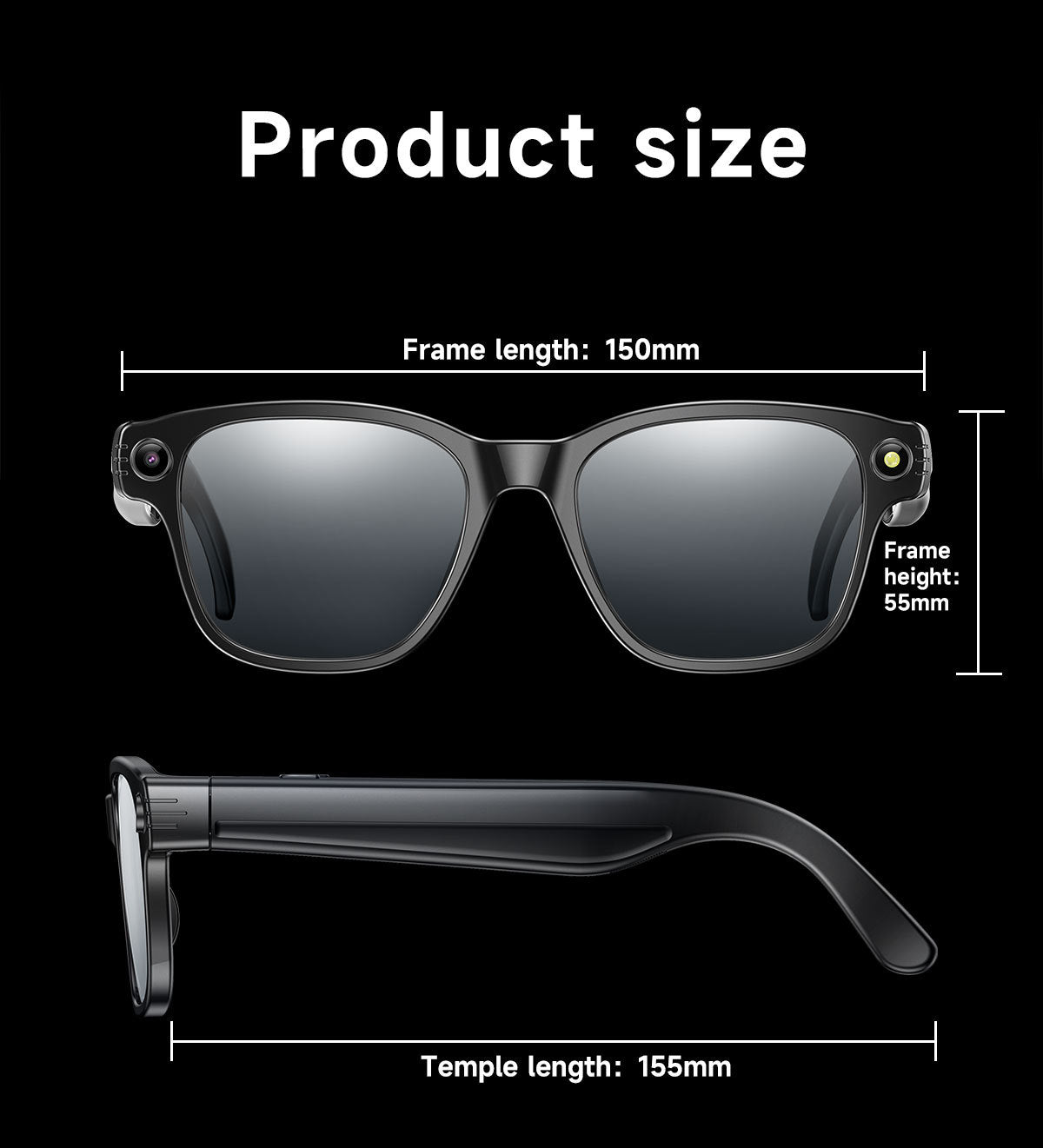 L801Smart Glasses800100 Megapixel Camera with Image Stabilization1200P Video Recording AI Simultaneous Translation Color Changing Sunglasses