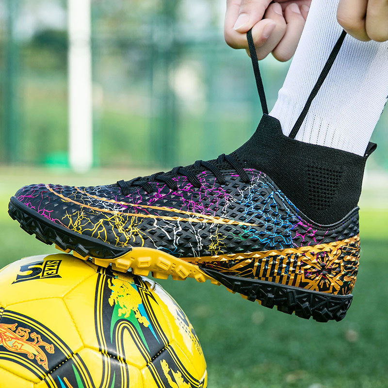 New high-top soccer shoes for men and women AG Spike TF Broken Nail Youth Student Grassland Competition Training Shoes