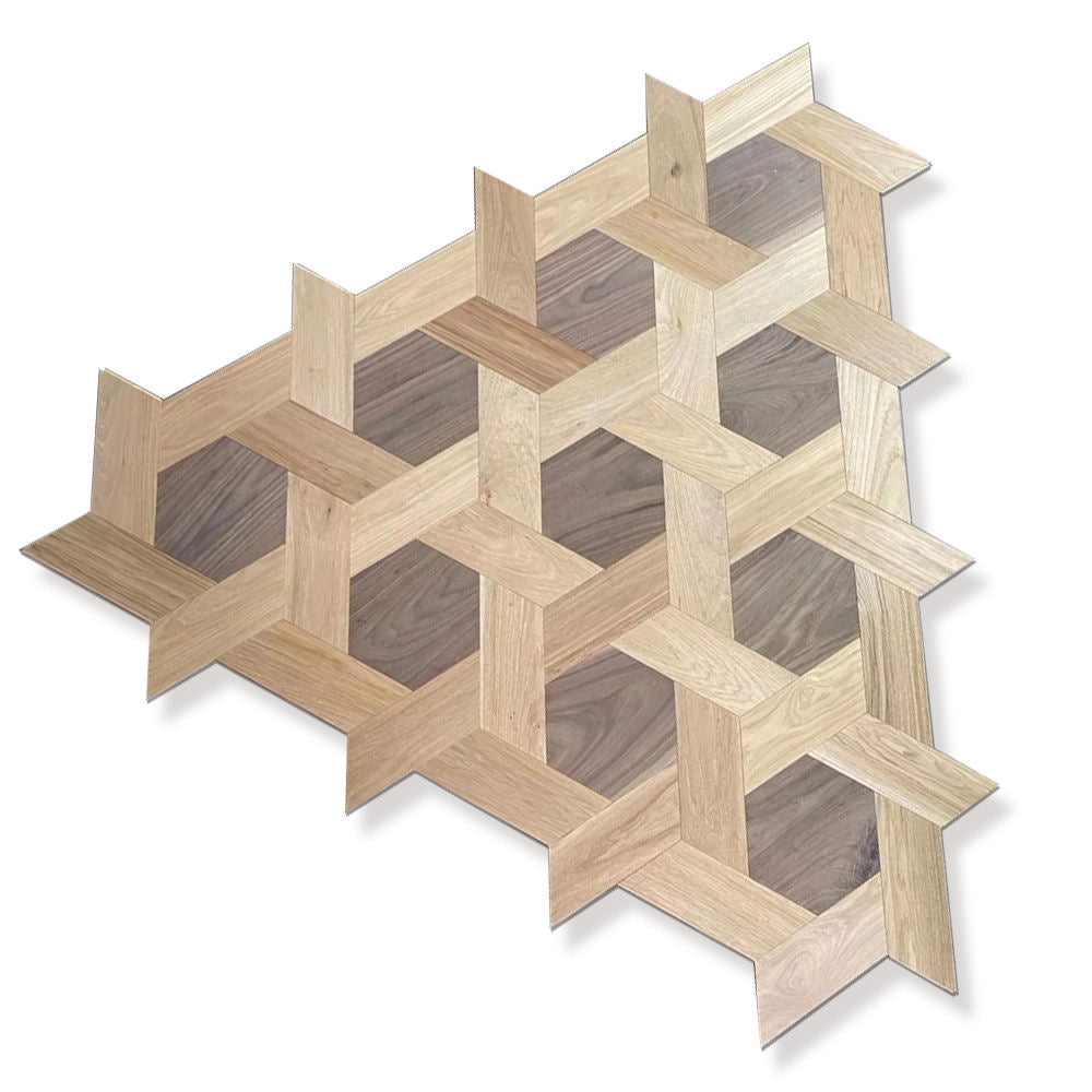 Luxury 18mm Multilayer Hexagon Oak Parquet Flooring | Customizable Thick Waterproof Engineered Oak Flooring for Living Rooms
