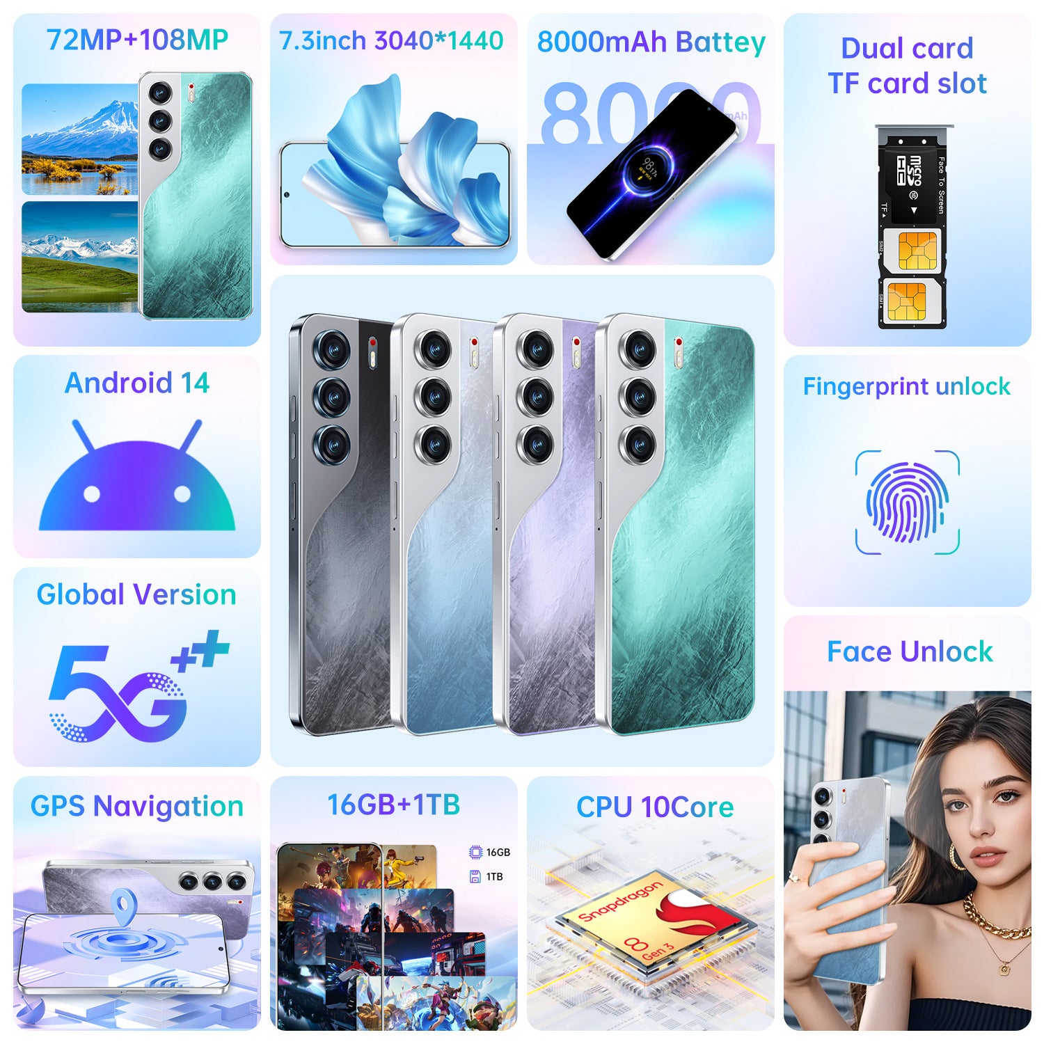 Hot-Selling Smartphones Camon40 Pro Factory in stock7.3Inch16G+1T Android All-in-One Device
