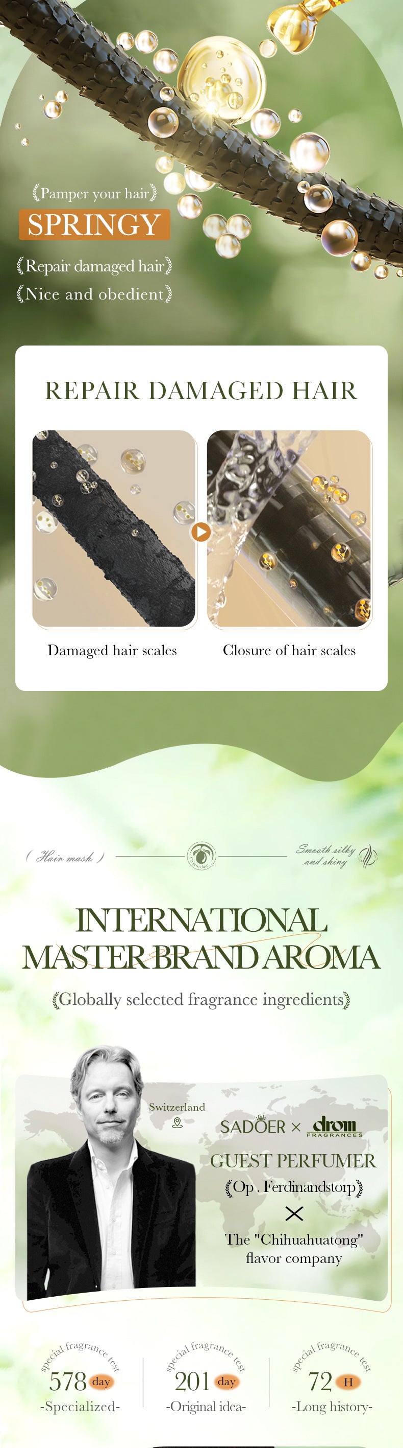 Olive Oil Hair Mask SADOER Repair and Improve Frizz Portable Sheet Hair Mask Cross-Border Wholesale