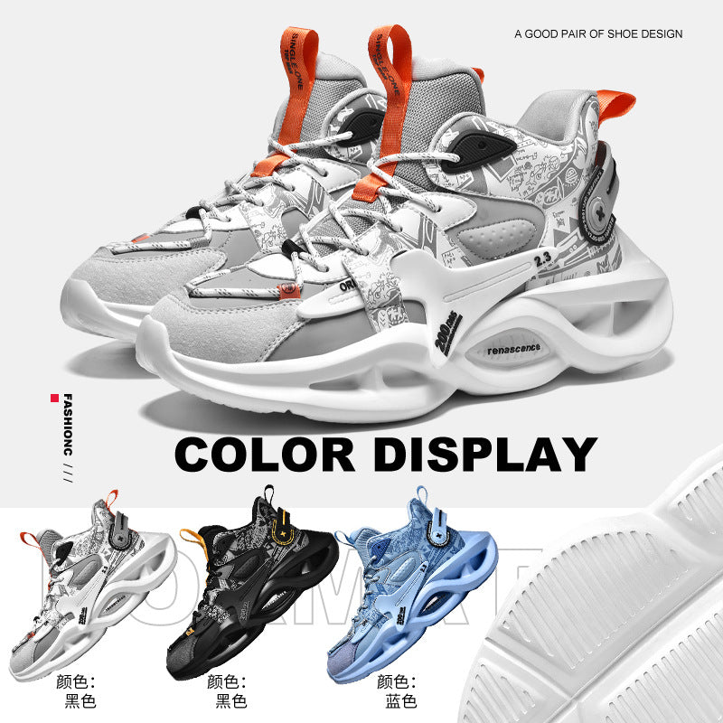 High-top Dad Shoes Men's Sports Shoes Youth Thick-soled Height-increasing Comfortable Basketball Shoes Trendy Brand Lightweight Comfortable