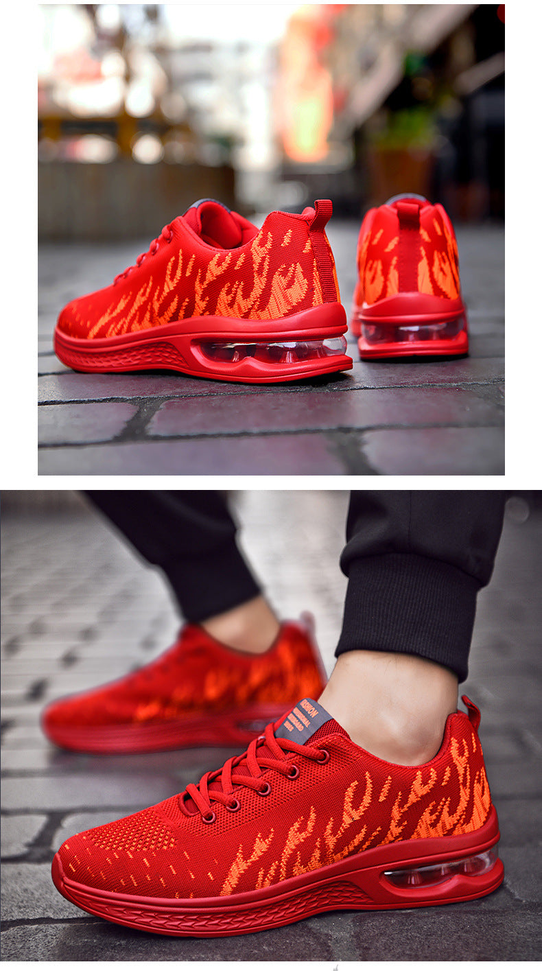 New Sports Shoes Four Seasons Casual Flyknit Breathable Cushion Running Shoes for Teenagers Ultra-light Shock-absorbing Trendy Men's Shoes