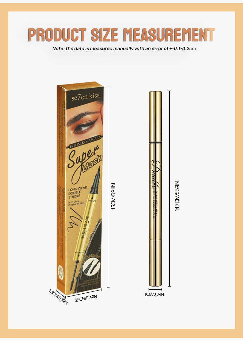 European Beauty Double-ended Natural Eyeliner+Curling Mascara Cream Two-in-One Quick-Drying Waterproof Non-Smudging