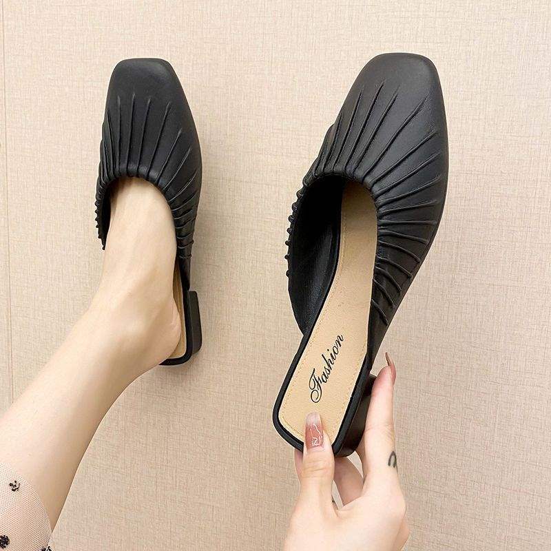 Lazy Closed-Toe Half Slippers for Women, All-Season Outdoor Waterproof Trendy Shoes, Korean Style Versatile Fashion Single Shoes, Women's Sandals