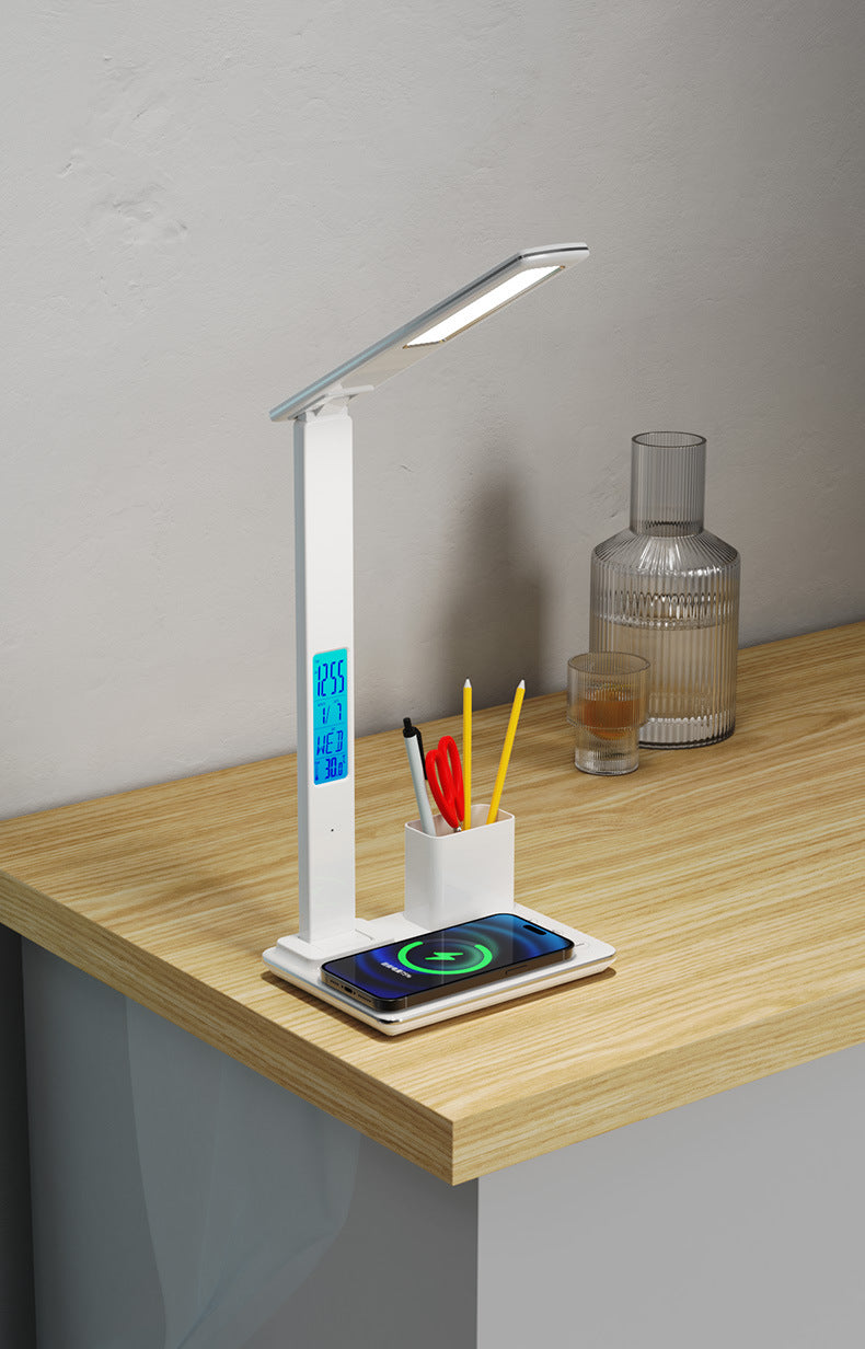 Office Pen Holder Desk Lamp Wireless Charging Touch Eye Protection Desk Lamp Student Dormitory 7-in-1 Multifunctional Night Light