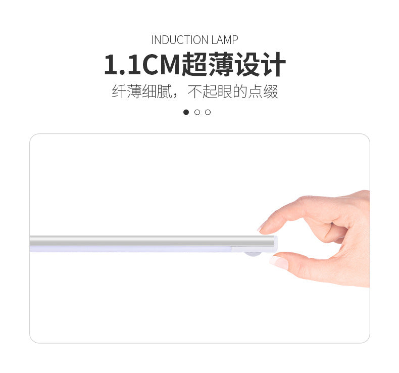 Ultra-thin Smart Human Body Sensor led Lamp Magnetic Self-Adhesive Long Strip Wardrobe Light with Rechargeable Wine Cabinet Cabinet Light Strip