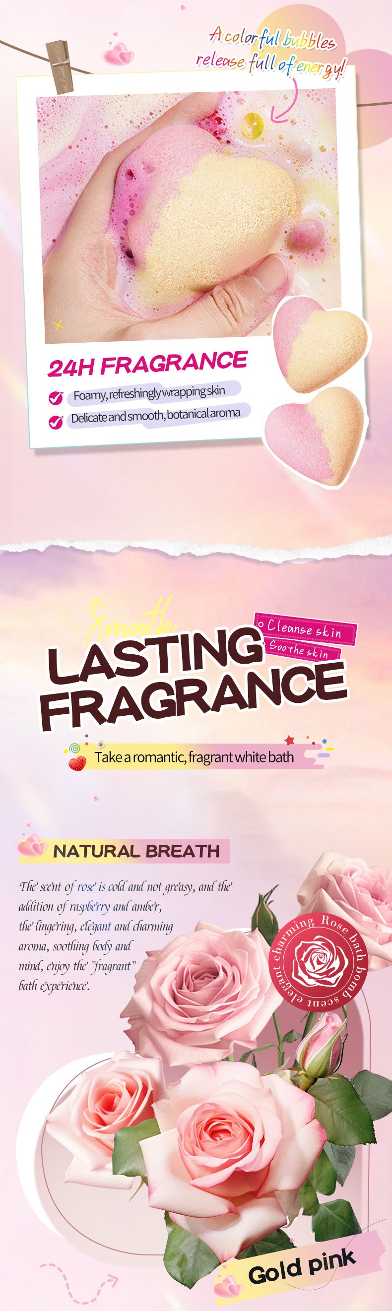 Cross-Border Bath Salt Balls6Set  Heart-shaped Bath Bomb Bath Salt Ball Boxed Export Manufacturer Wholesale