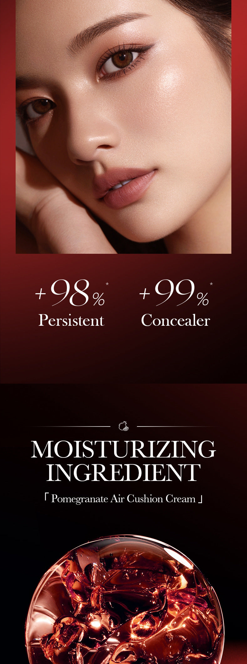 Makeup SADOER Red Pomegranate Concealer Moisturizing Mushroom Cushion Beauty Cream BB Wholesale Cross-Border Foreign Trade Frost