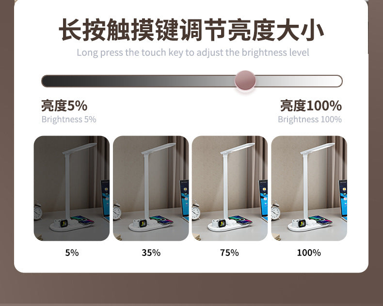 LED Eye protection desk lamp 3-in-1 multifunctional folding desk lamp usb Home bedroom bedside wireless charging night light