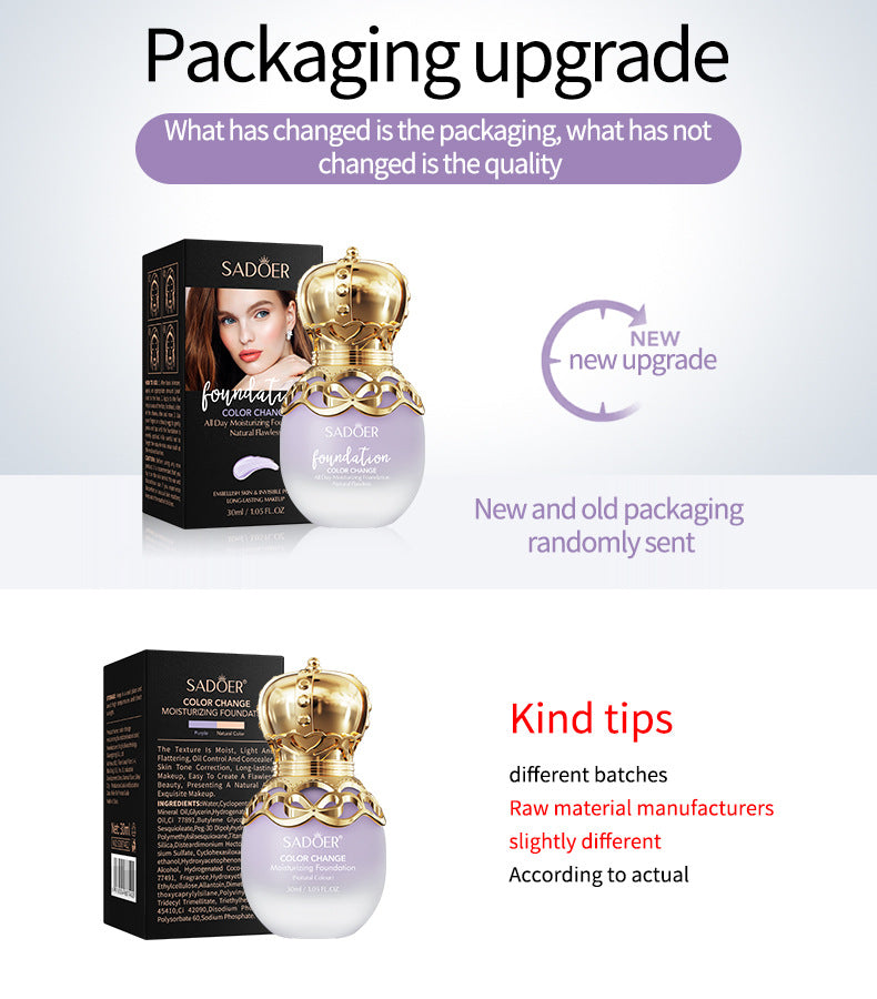 Makeup SADOER Concealer foundation with temperature-changing skin tone that doesn't easily come off BB Wholesale Cross-Border Foreign Trade Frost