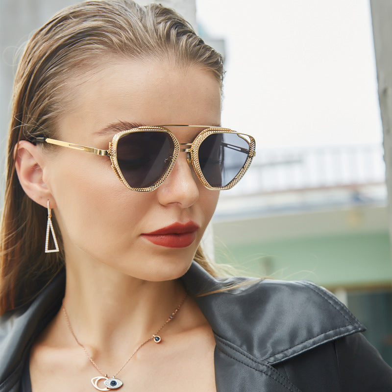 New Hollow Sunglasses for Men, European and American Retro Steampunk Irregular Sunglasses, Fashion Glasses sunglasses