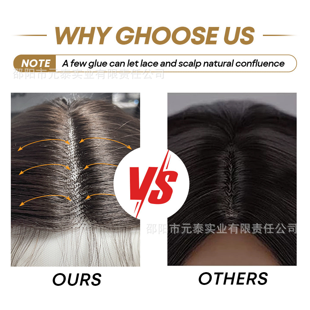 Amazon Hot-Selling Synthetic Hair Middle Part Front Lace Wig Big Wave Long Curly Hair Gradient Piano Color Wig