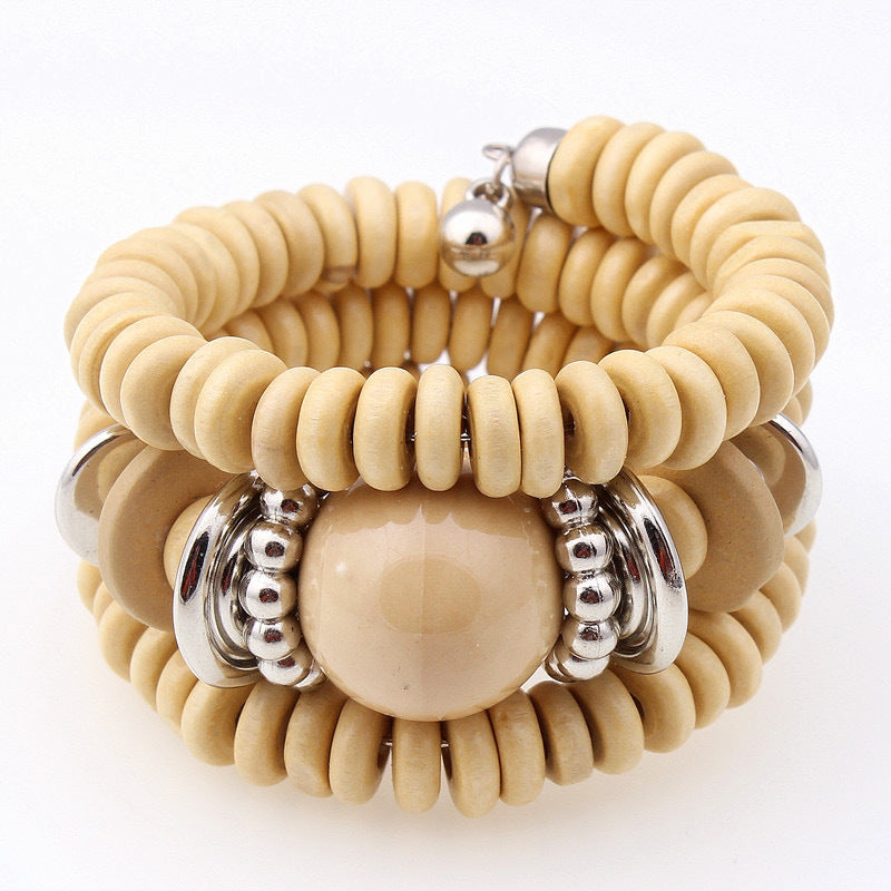 European and American Fashion Brand Bracelet for Women, High-End Ethnic Style, Simple Layered Multi-Color Three-Circle Wrap Bracelet