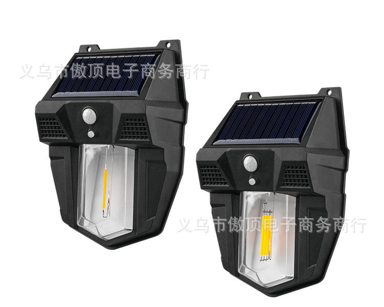 New Solar Light Outdoor Garden Light Human Body Sensing Tungsten Wall Light Garden Villa Street Light Waterproof