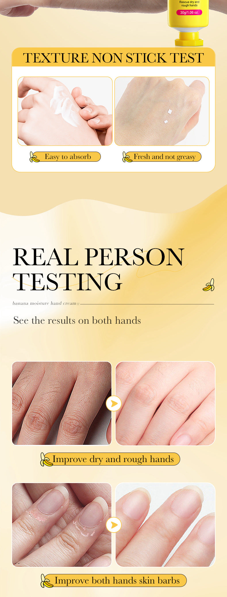 Full English Banana Hydrating Hand Cream30g SADOER Moisturizing and anti-chapped autumn and winter hand cream  wholesale