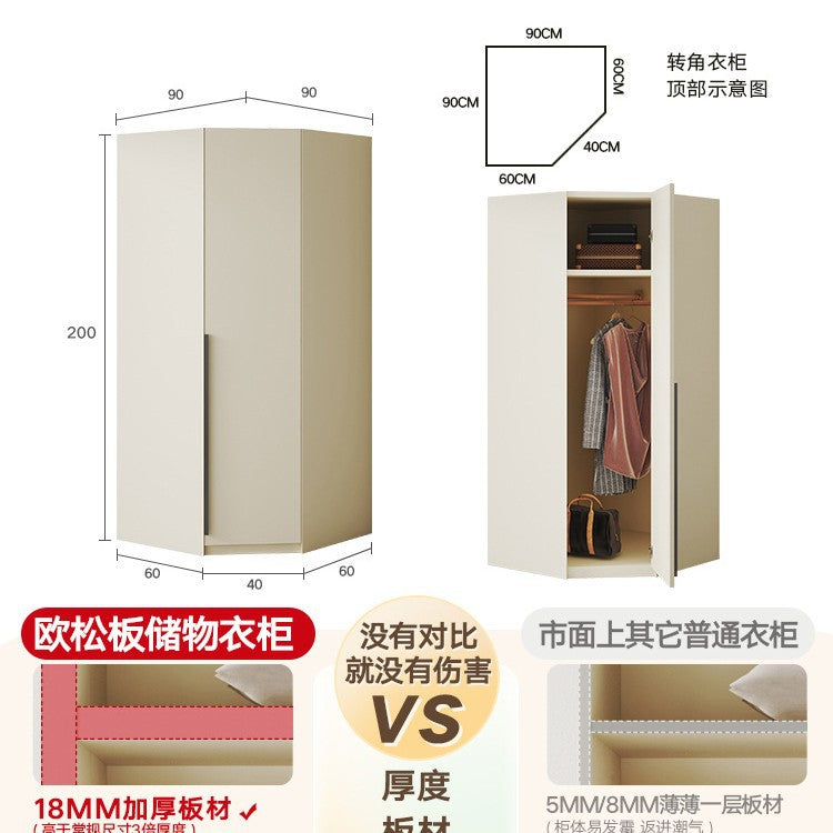 Solid Wood European Pine Board One-Door to Ceiling Ultra-High Combination Wardrobe Simple Modern2.5/2.6/2.7/2.8/3.0m Rice
