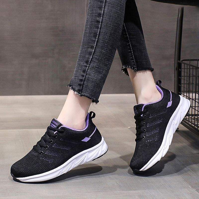 Women's Shoes2025New Spring Lightweight Mom Sports Shoes Shock Absorbing Running Shoes Black Soft Sole Long Standing Work Shoes